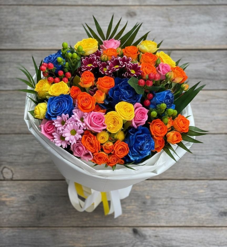 Букет цветов из: Розы и Хризантемы в Энергетиков