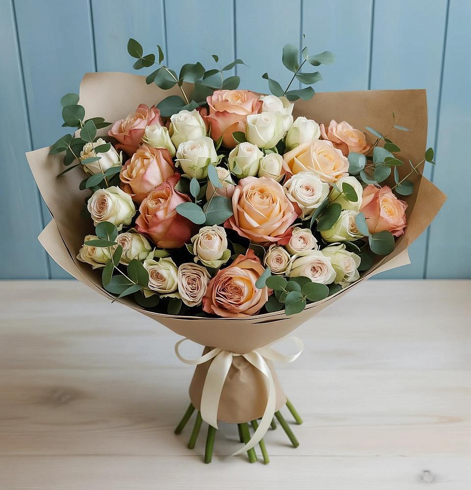 Букет цветов из: Альстромерии и Розы в Энергетиков