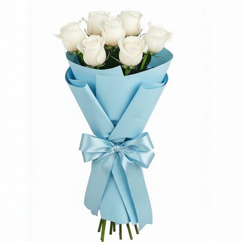 Букет 7 белых роз Проуд в Энергетиков