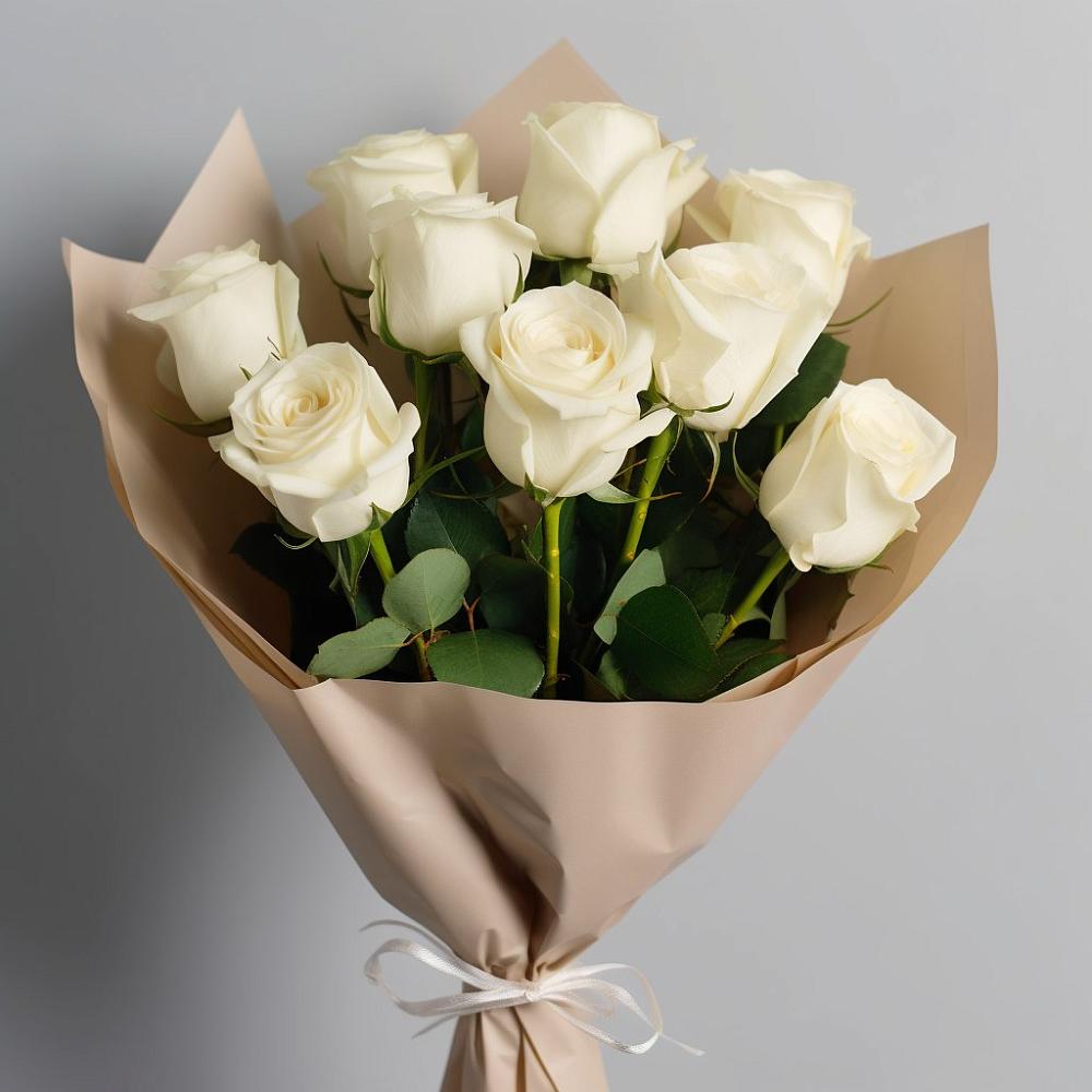 Букет 9 Белых роз Эдлесс Лав в Энергетиков