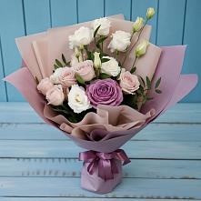 Букет цветов из:  Розы и Лизиантусы в Энергетиков