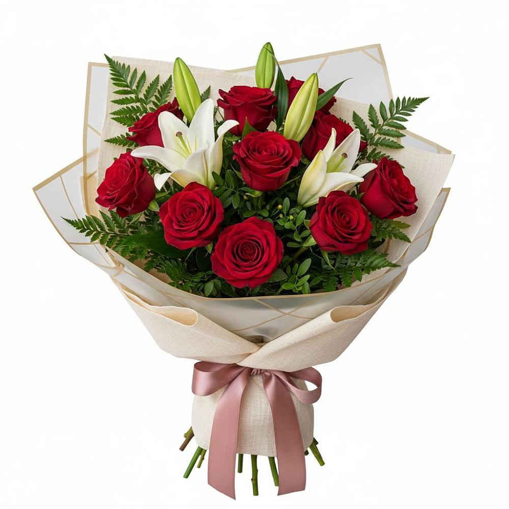 Букет цветов из: Лилии и Розы в Энергетиков