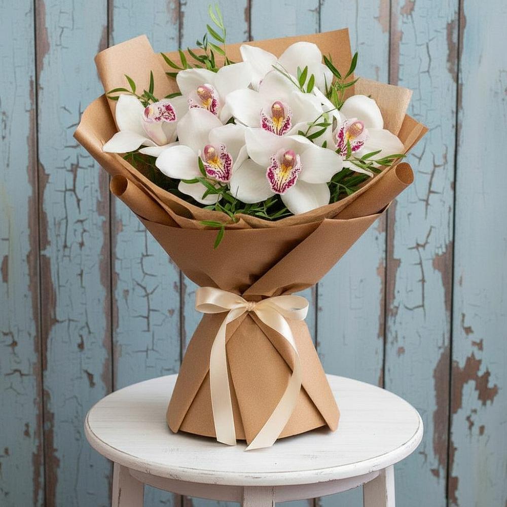 Букет цветов из: Орхидеи и Розы в Энергетиков