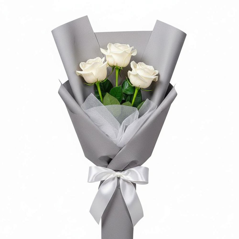 Букет 3 белые розы в Энергетиков