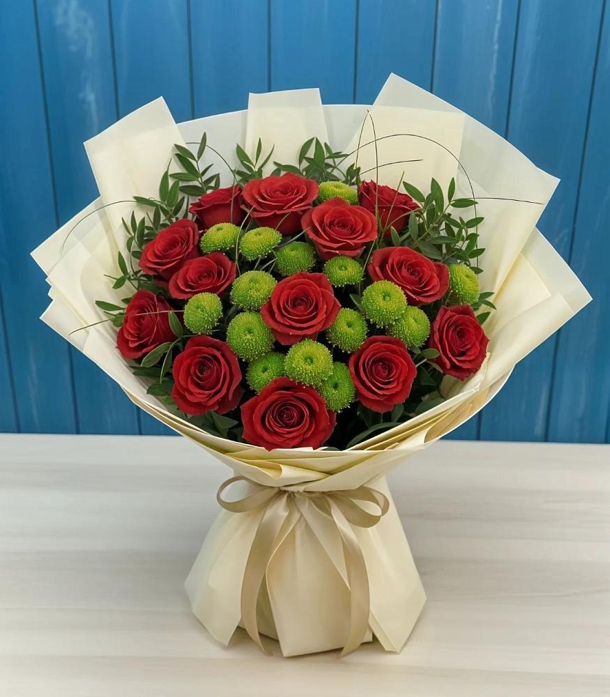 Букет цветов из: Розы и Хризантемы в Энергетиков