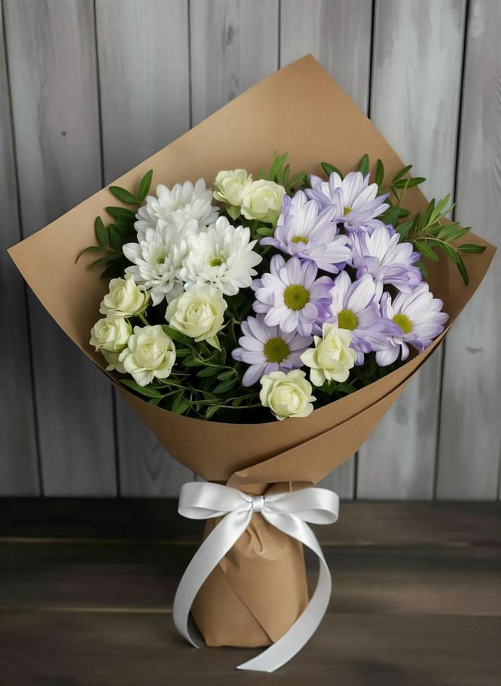 Букет цветов из: Хризантемы и Розы в Энергетиков